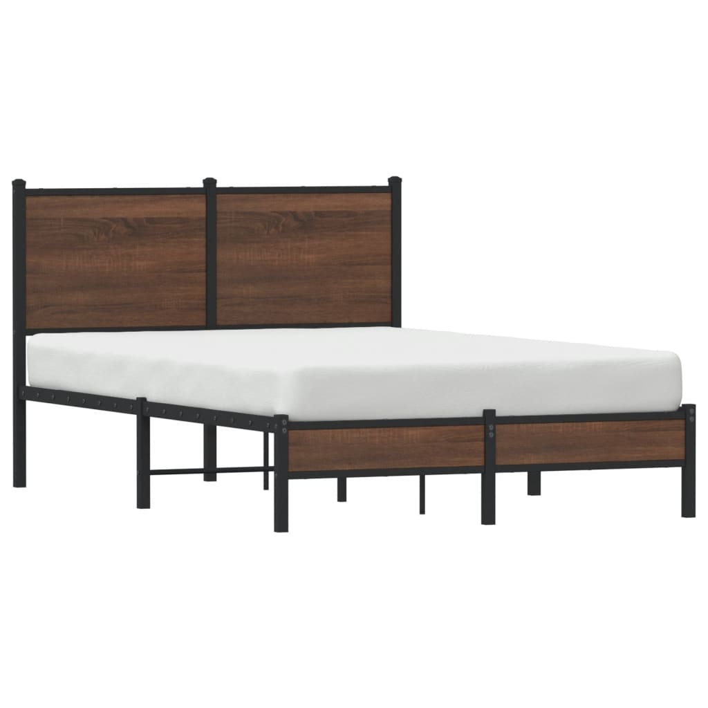 Metal bed without mattress brown oak look 120x190 cm