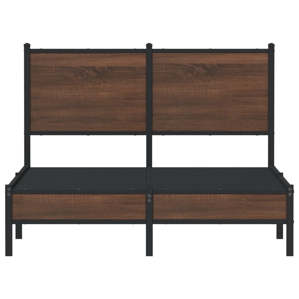 Metal bed without mattress brown oak look 120x190 cm
