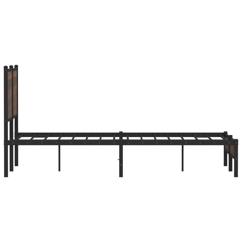 Metal bed without mattress brown oak look 120x190 cm