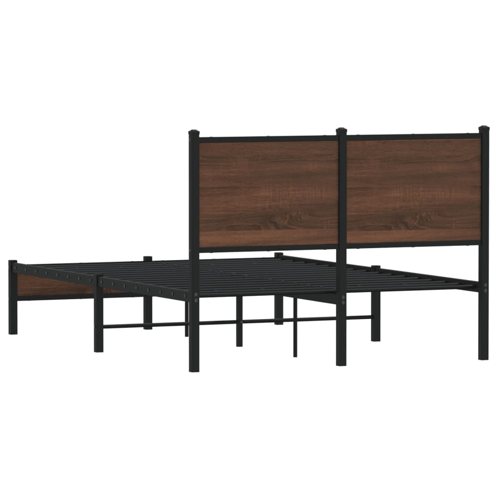 Metal bed without mattress brown oak look 120x190 cm