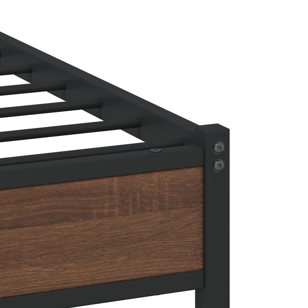 Metal bed without mattress brown oak look 120x190 cm
