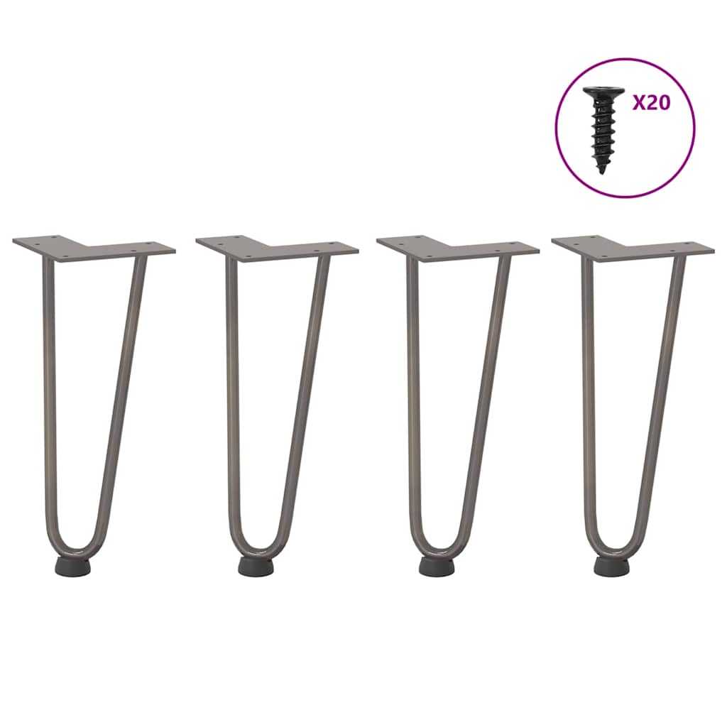 Hairpin legs for coffee table 4 pcs. Natural steel 30 cm solid steel
