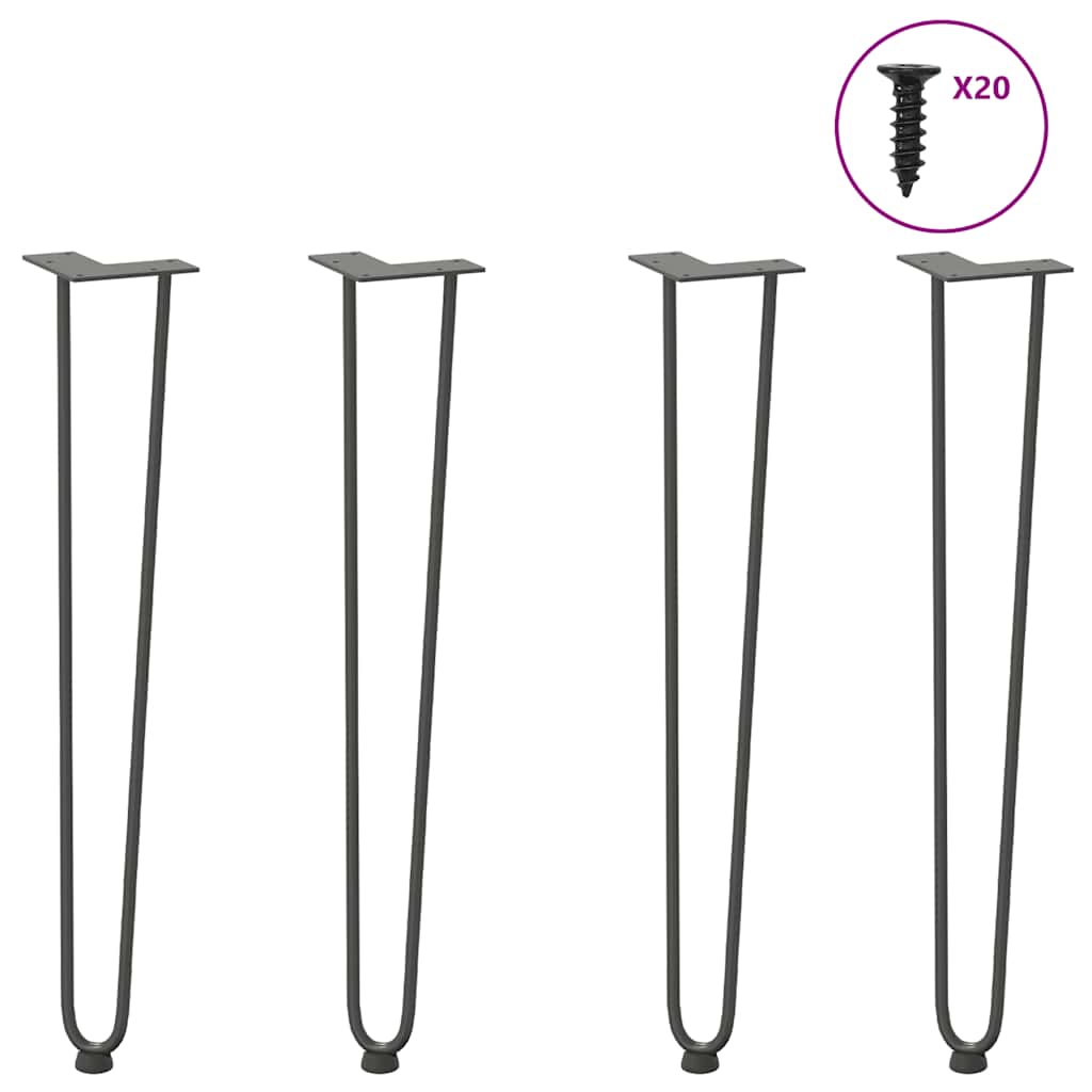 Hairpin legs for console tables, 4 pieces, anthracite, 72 cm, solid steel