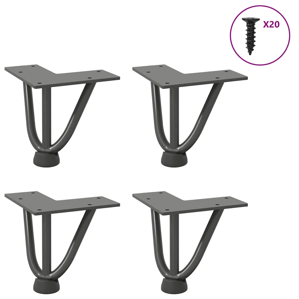 Hairpin legs for coffee table 4 pcs. Anthracite 10 cm solid steel