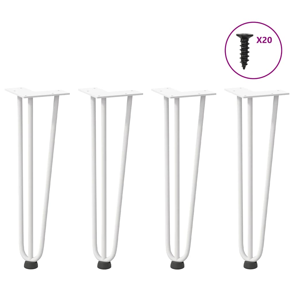 Hairpin legs for coffee table 4 pcs. White 42 cm solid steel