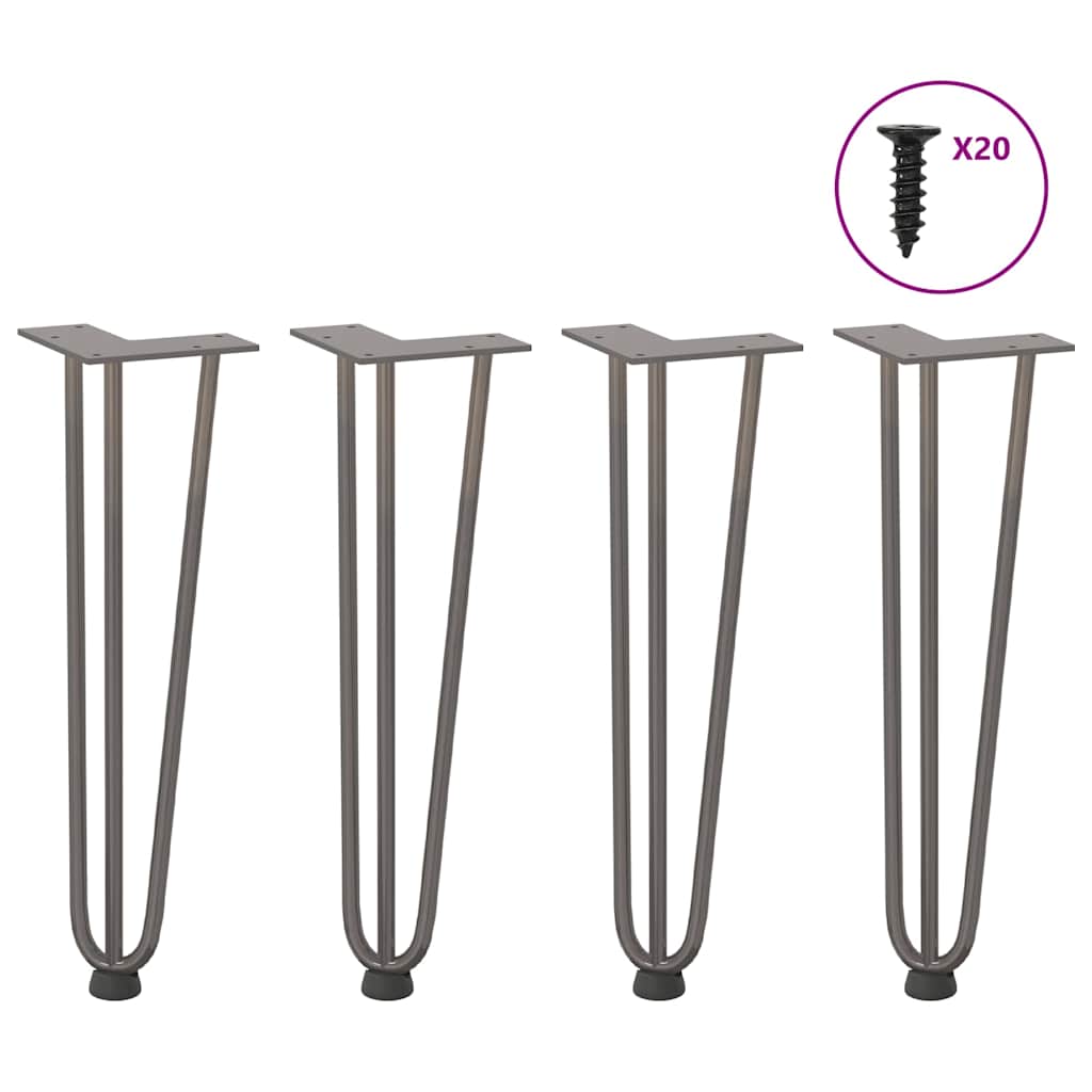 Hairpin legs for coffee table 4 pcs. Natural steel 42 cm solid steel