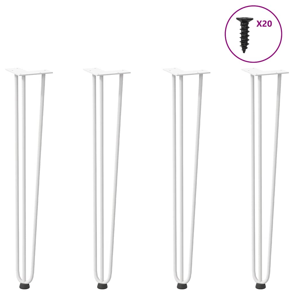 Hairpin legs for console tables, 4 pieces, white, 72 cm, solid steel