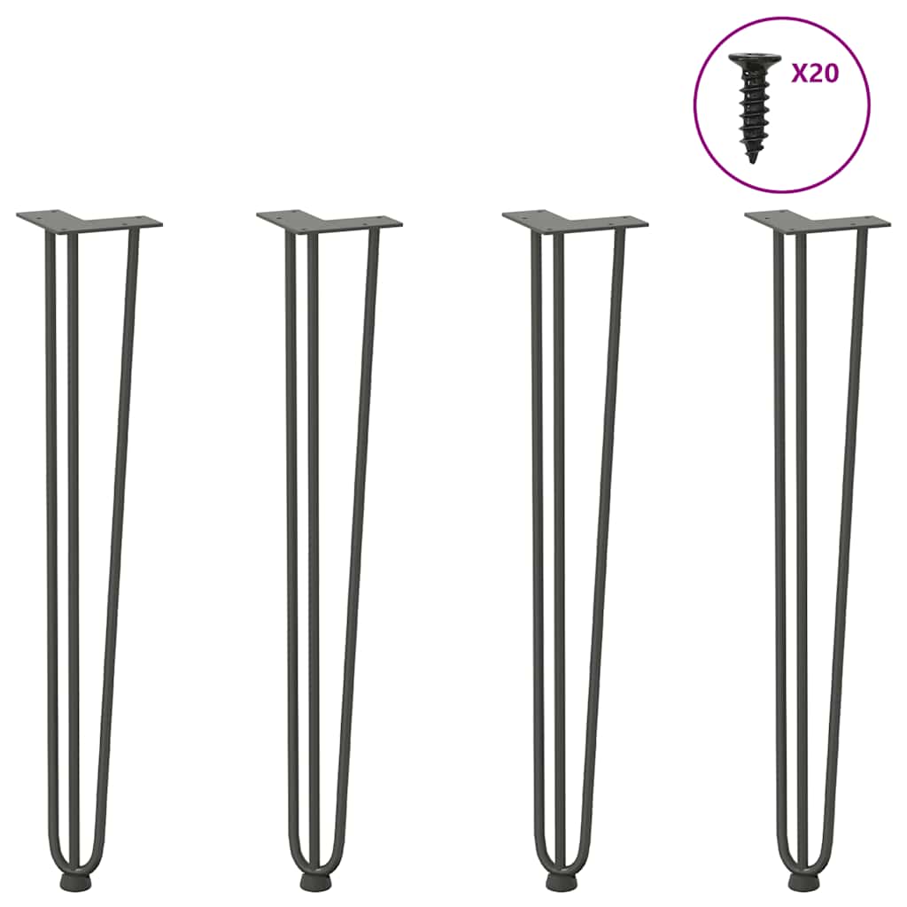 Hairpin legs for console tables, 4 pieces, anthracite, 72 cm, solid steel