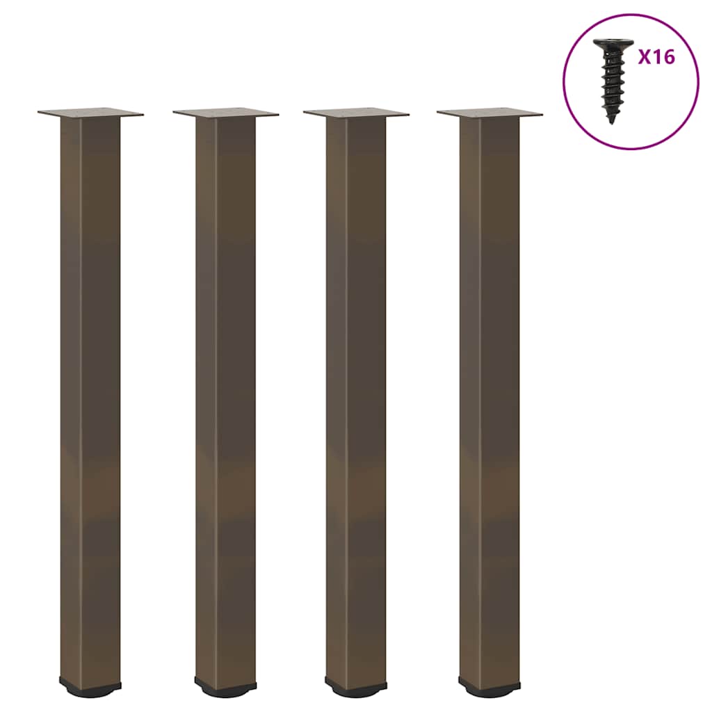 Bartischbeine 4 Stk. Naturstahl 100-102 cm Stahl