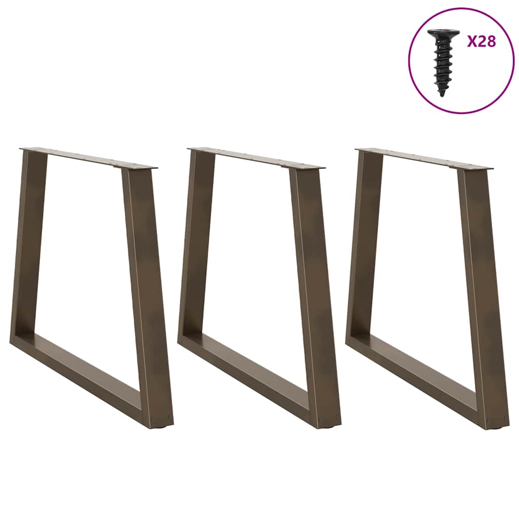 Dining table legs V-shape 3 pieces natural steel 100x(72-73.3) cm steel