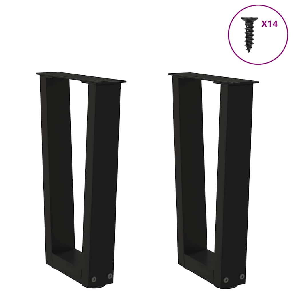 Coffee table legs V-shape 2 pieces black 28x(42-43.3) cm steel