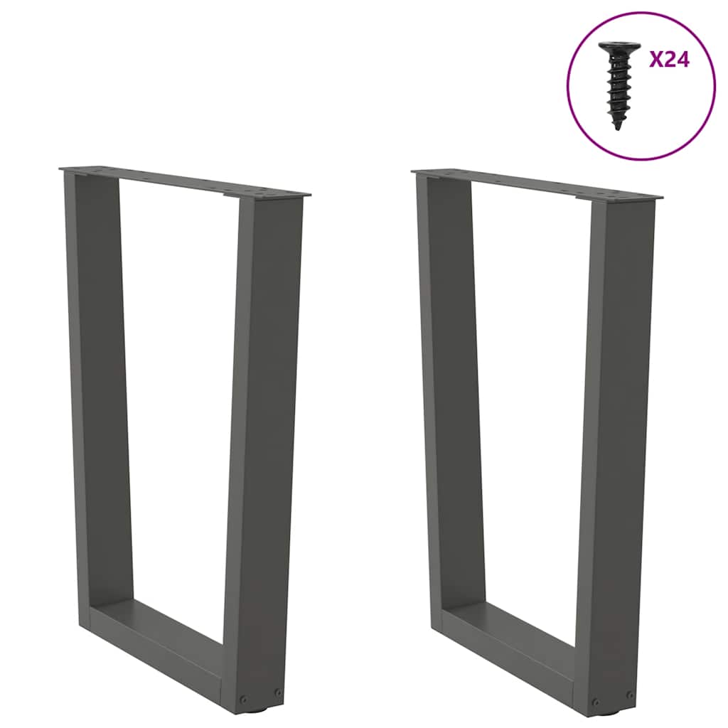 Dining Table Legs V-Shape 2 Pieces Anthracite 60x(72-73.3) cm Steel