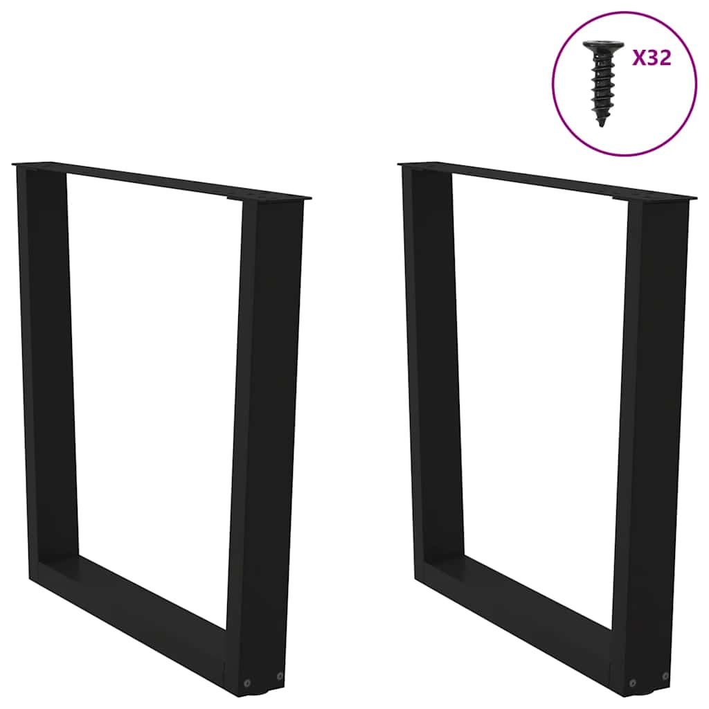 Dining Table Legs V-Shape 2 Pieces Black 90x(72-73.3) cm Steel