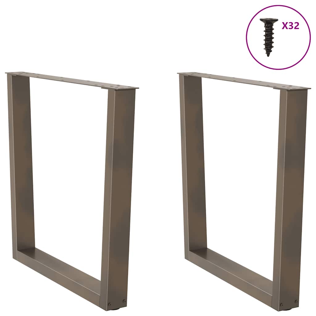 Dining table legs V-shape 2 pieces natural steel 90x(72-73.3) cm steel