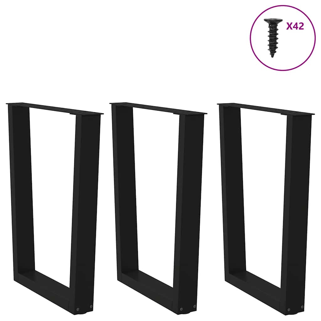 Dining Table Legs V-Shape 3 Pieces Black 70x(72-73.3) cm Steel