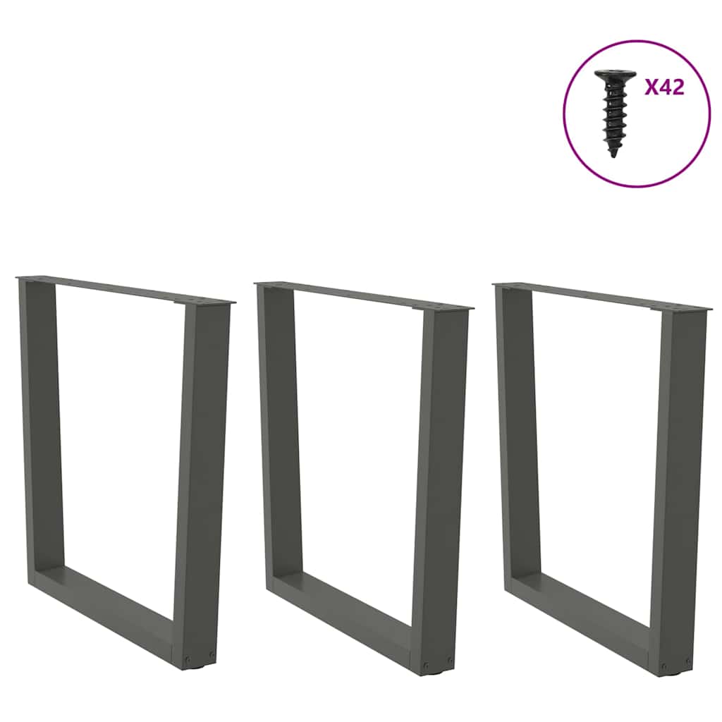 Dining Table Legs V-Shape 3 Pieces Anthracite 80x(72-73.3) cm Steel