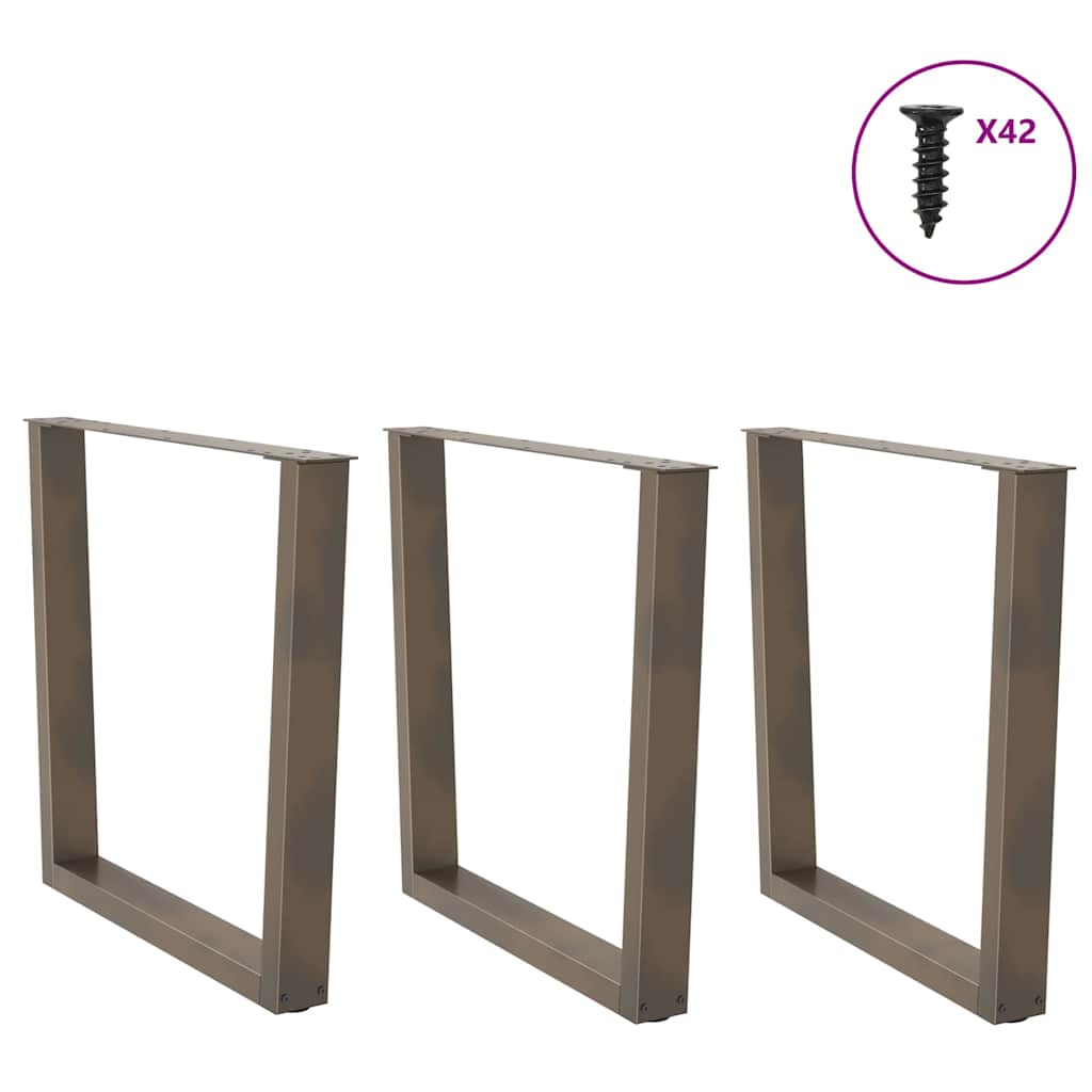 Dining table legs V-shape 3 pieces natural steel 90x(72-73.3) cm steel