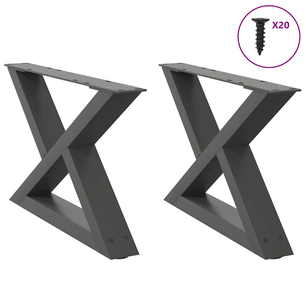 Coffee table legs 2 pcs. Anthracite 60x(30-31.3) cm steel