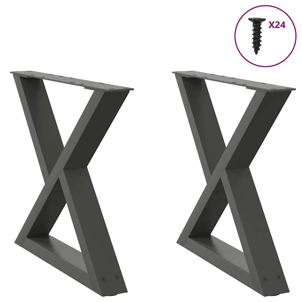 Coffee table legs 2 pcs. Anthracite 60x(42-43.3) cm steel