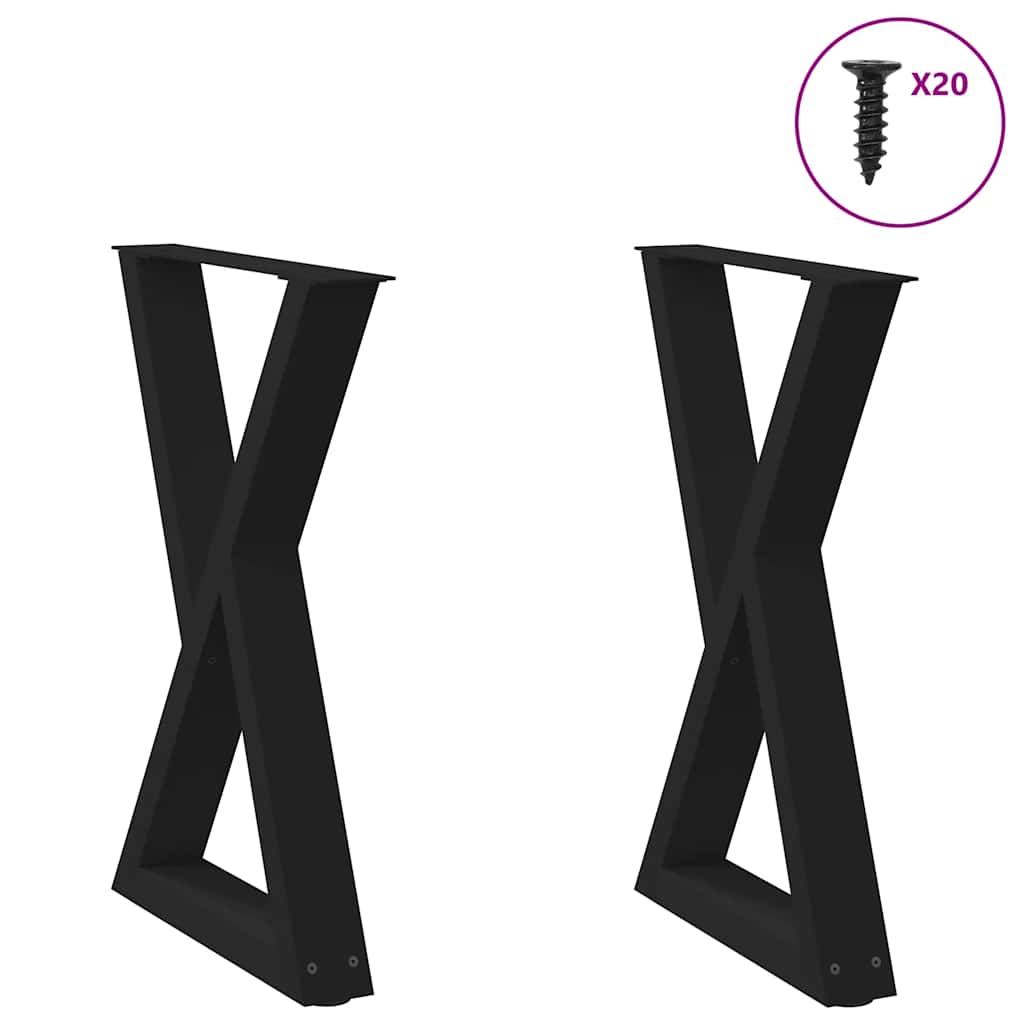 Dining Table Legs 2 pcs. Black 50x(72-73.3) cm Steel