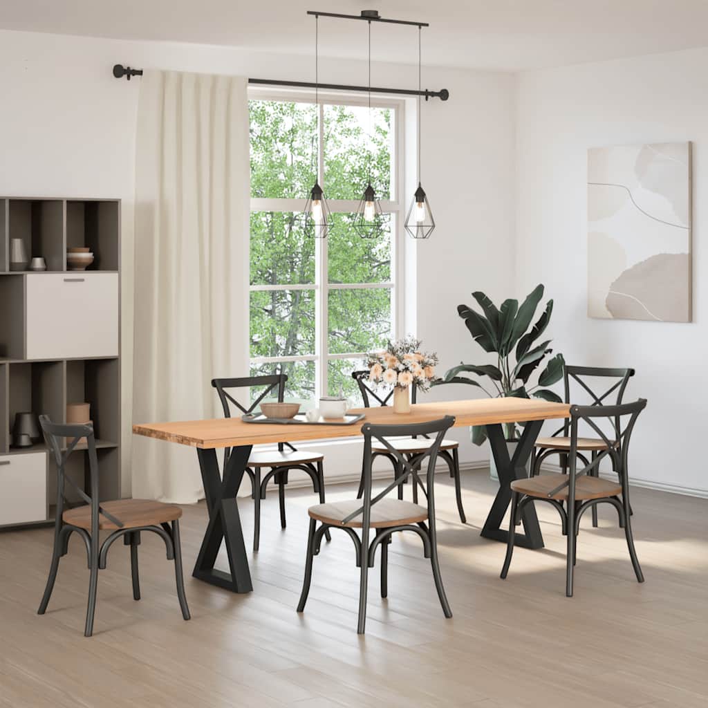 Dining Table Legs 2 pcs. Black 50x(72-73.3) cm Steel