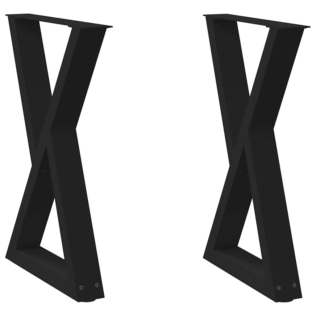 Dining Table Legs 2 pcs. Black 60x(72-73.3) cm Steel