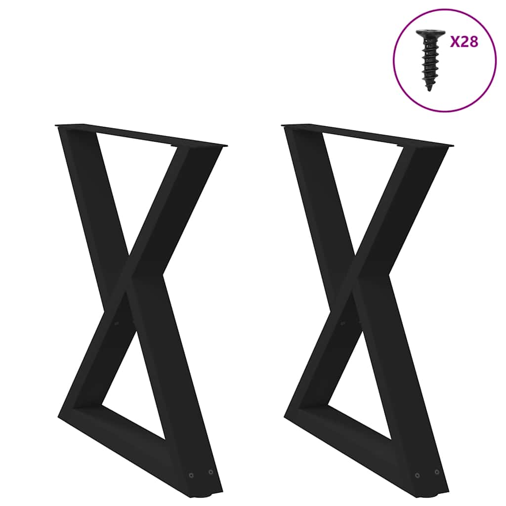 Dining Table Legs 2 Pieces Black 70x(72-73.3) cm Steel