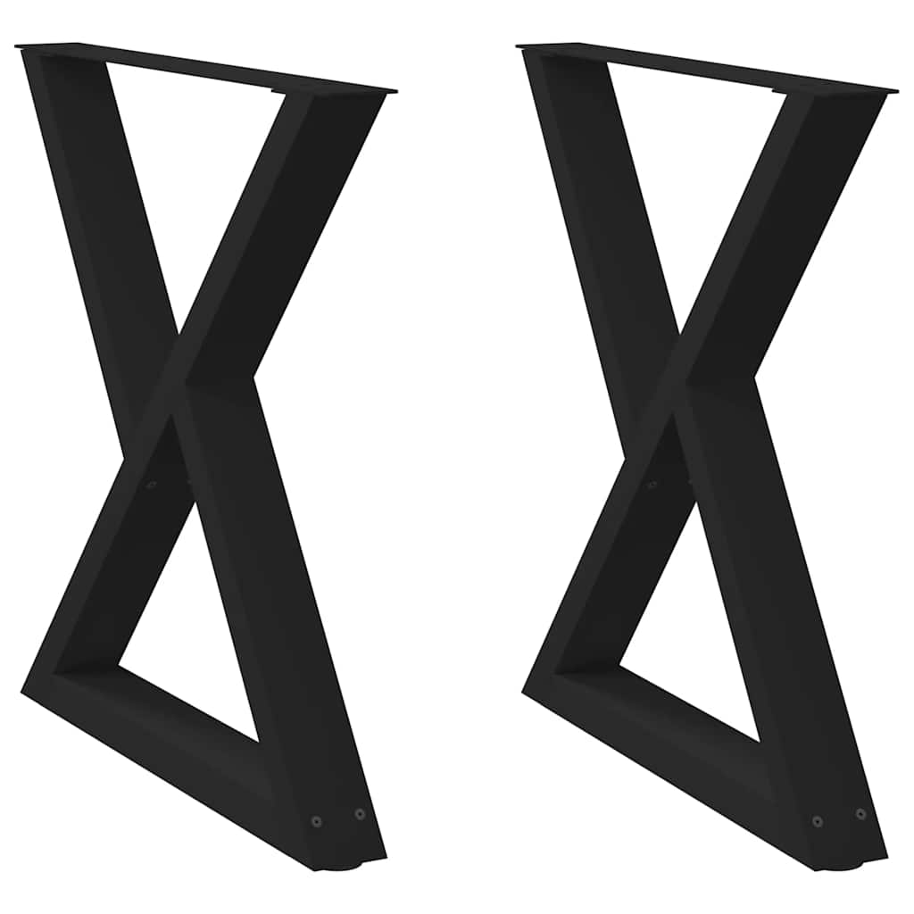 Dining Table Legs 2 Pieces Black 70x(72-73.3) cm Steel