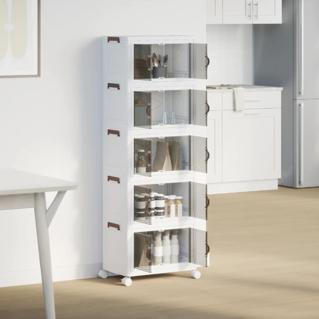 Storage box with wheels Stackable 5-tier 28 L