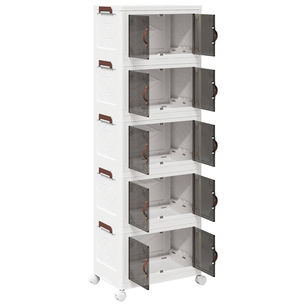 Storage box with wheels Stackable 5-tier 28 L