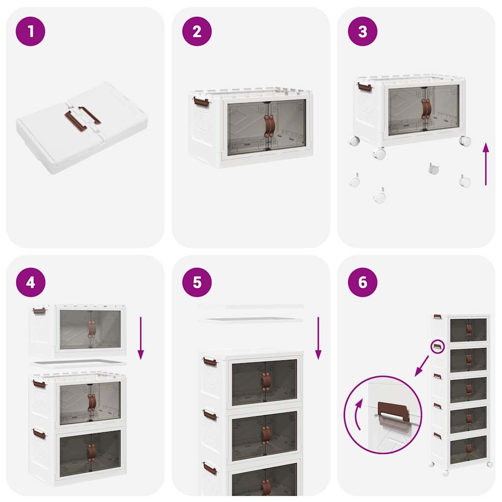 Storage box with wheels Stackable 5-tier 28 L