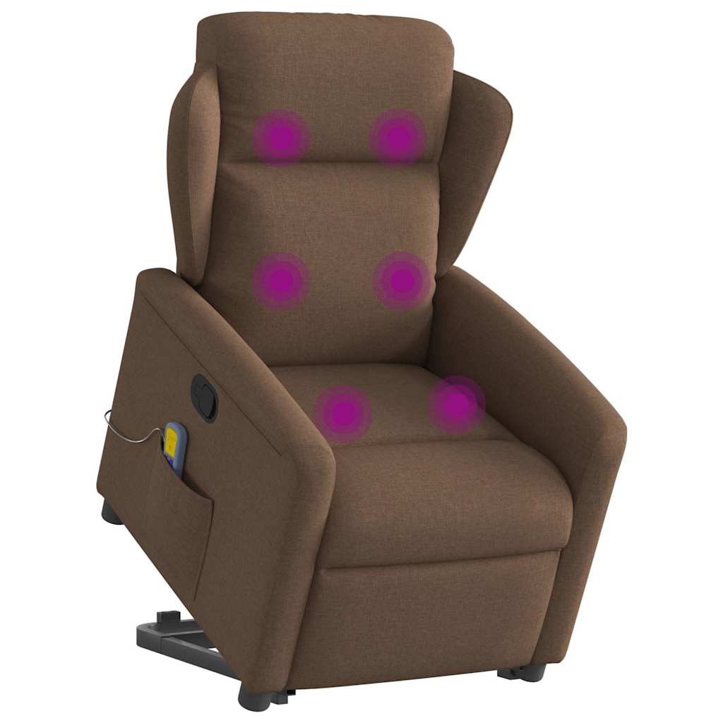 Massagesessel mit Aufstehhilfe Braun Stoff