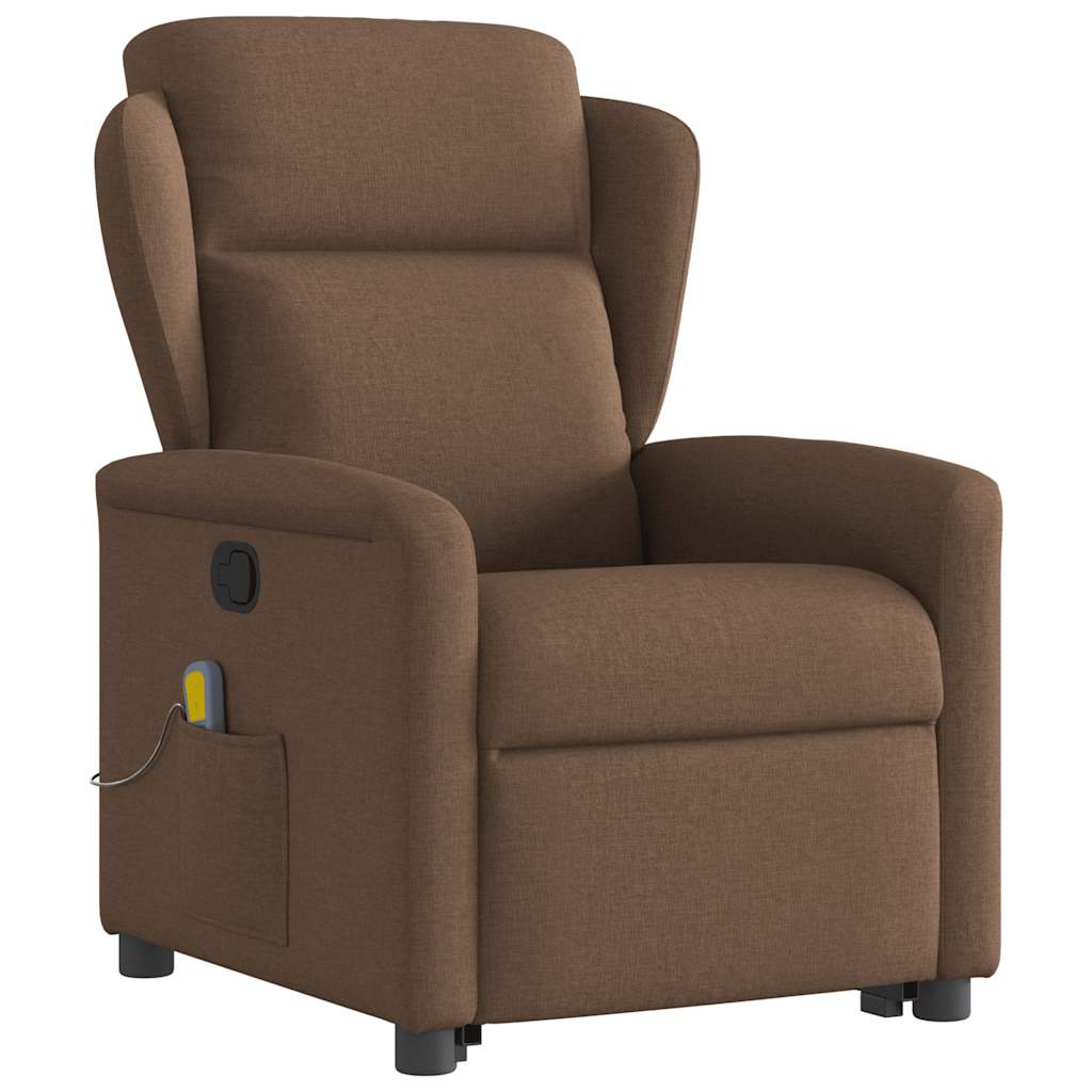 Massagesessel mit Aufstehhilfe Braun Stoff