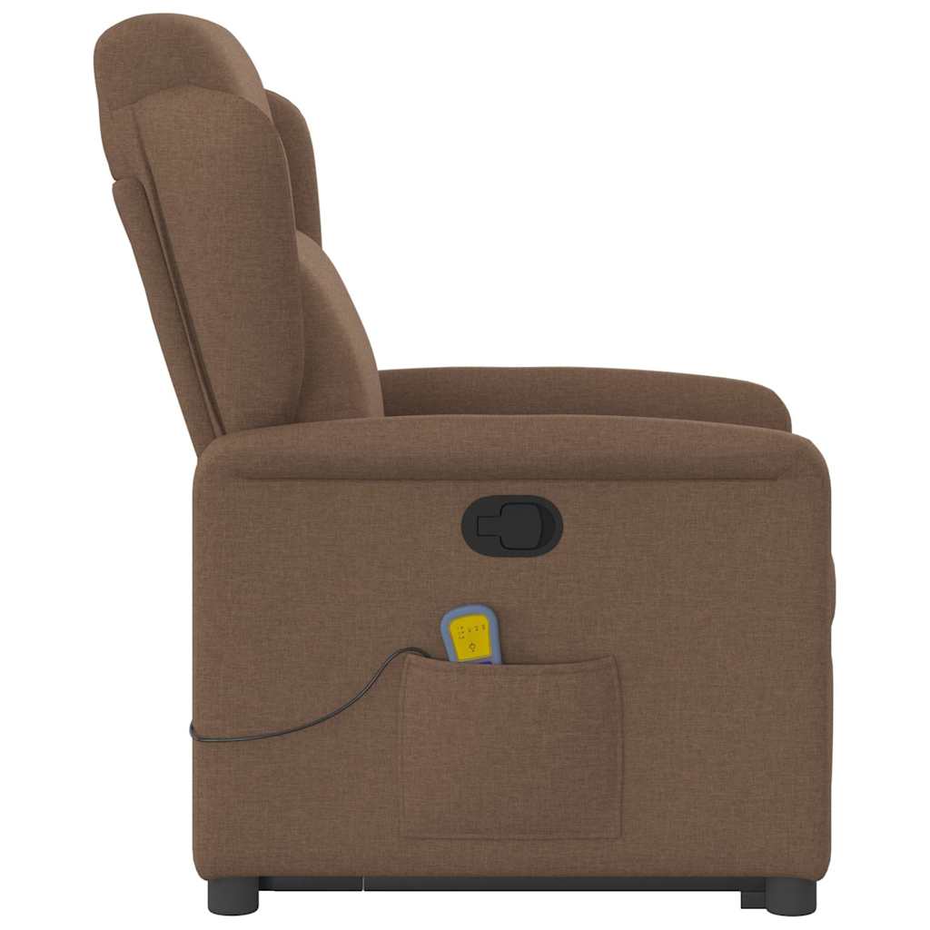 Massagesessel mit Aufstehhilfe Braun Stoff