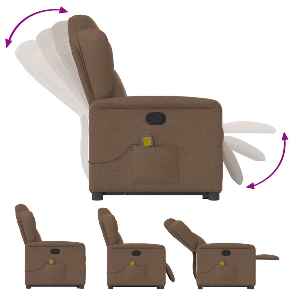 Massagesessel mit Aufstehhilfe Braun Stoff