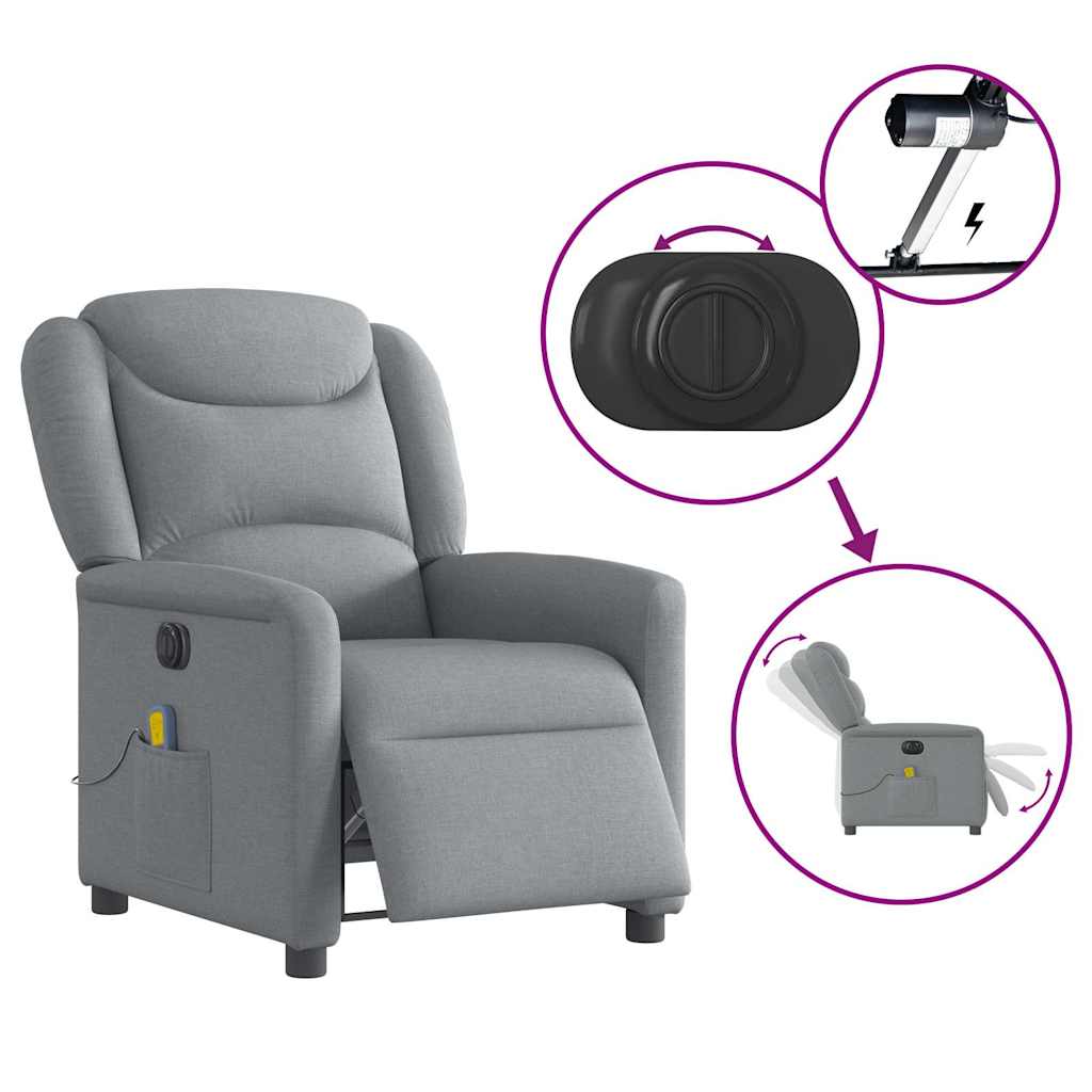 Massagesessel Elektrisch Hellgrau Stoff