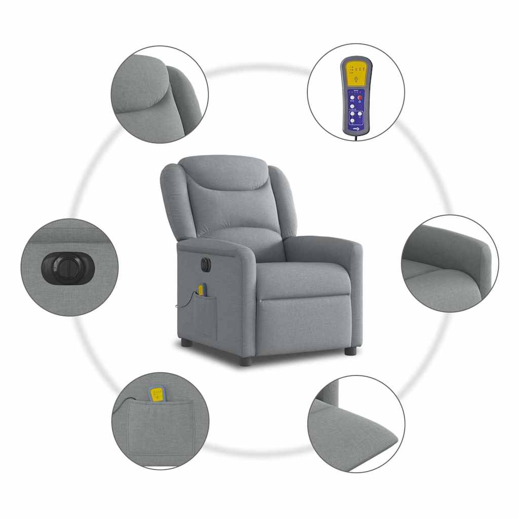 Massagesessel Elektrisch Hellgrau Stoff