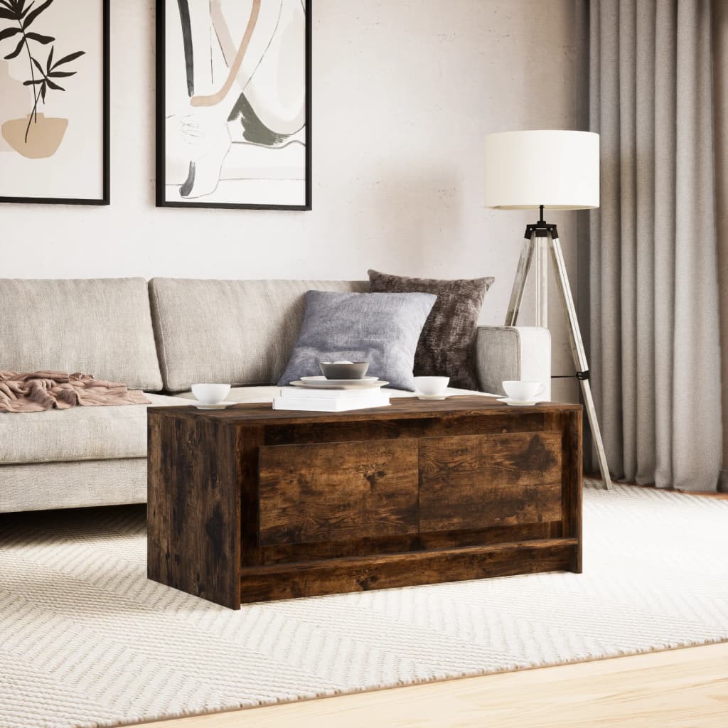 LED coffee table smoked oak wood material