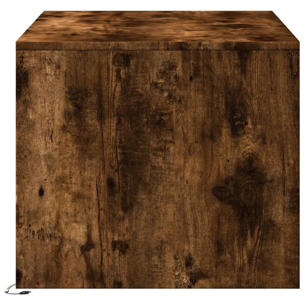 LED coffee table smoked oak wood material