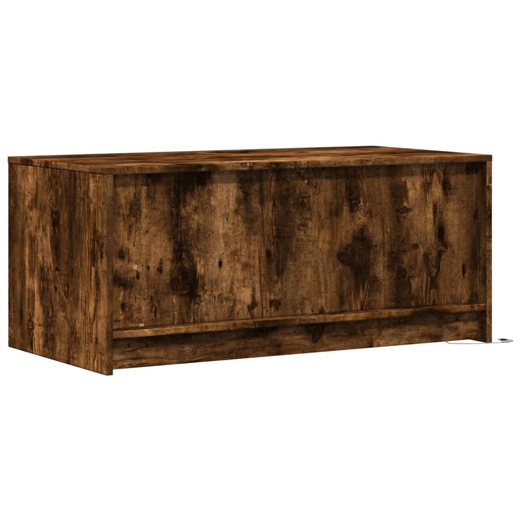 LED coffee table smoked oak wood material