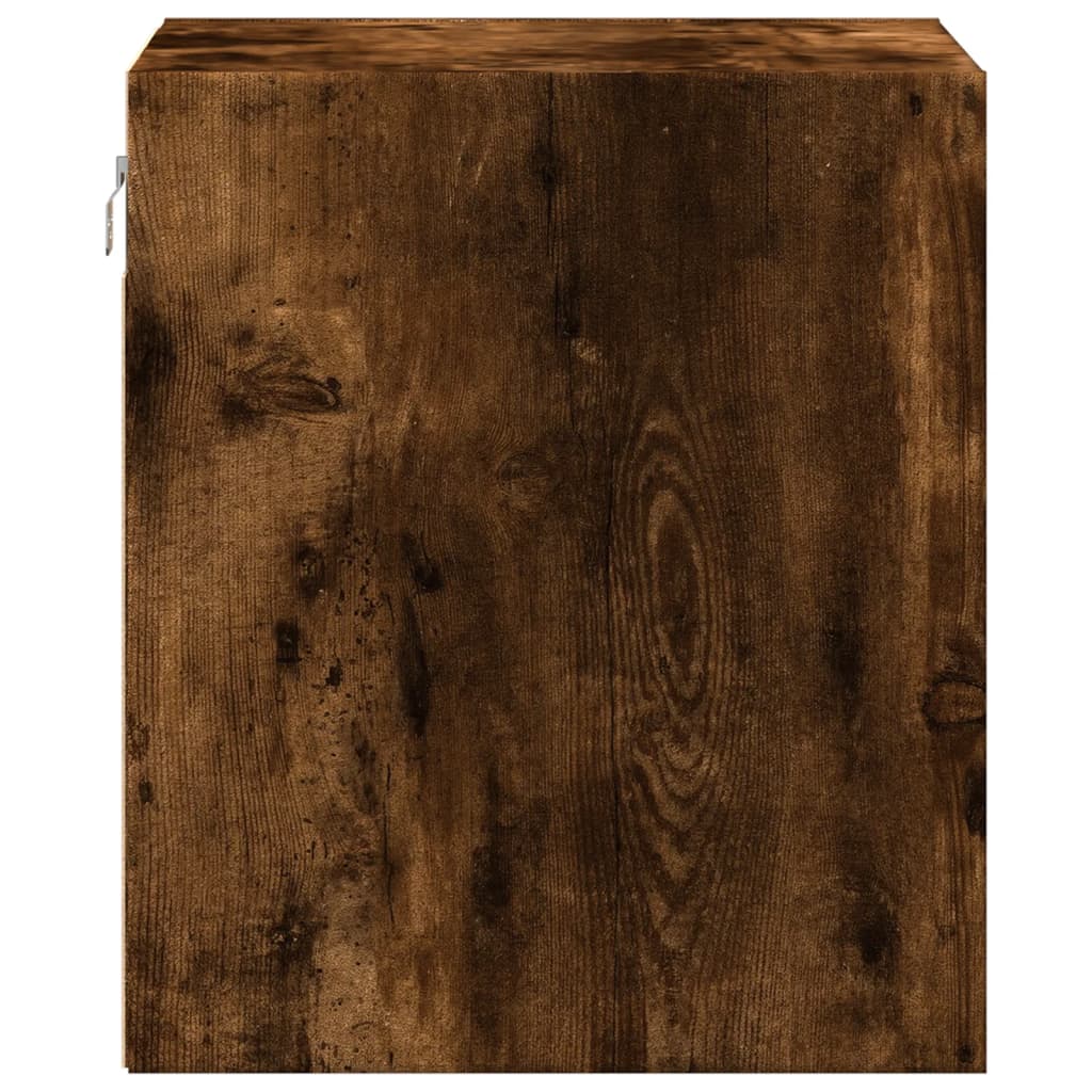Wall-mounted bedside tables with LED lights 2 pcs. Smoked oak
