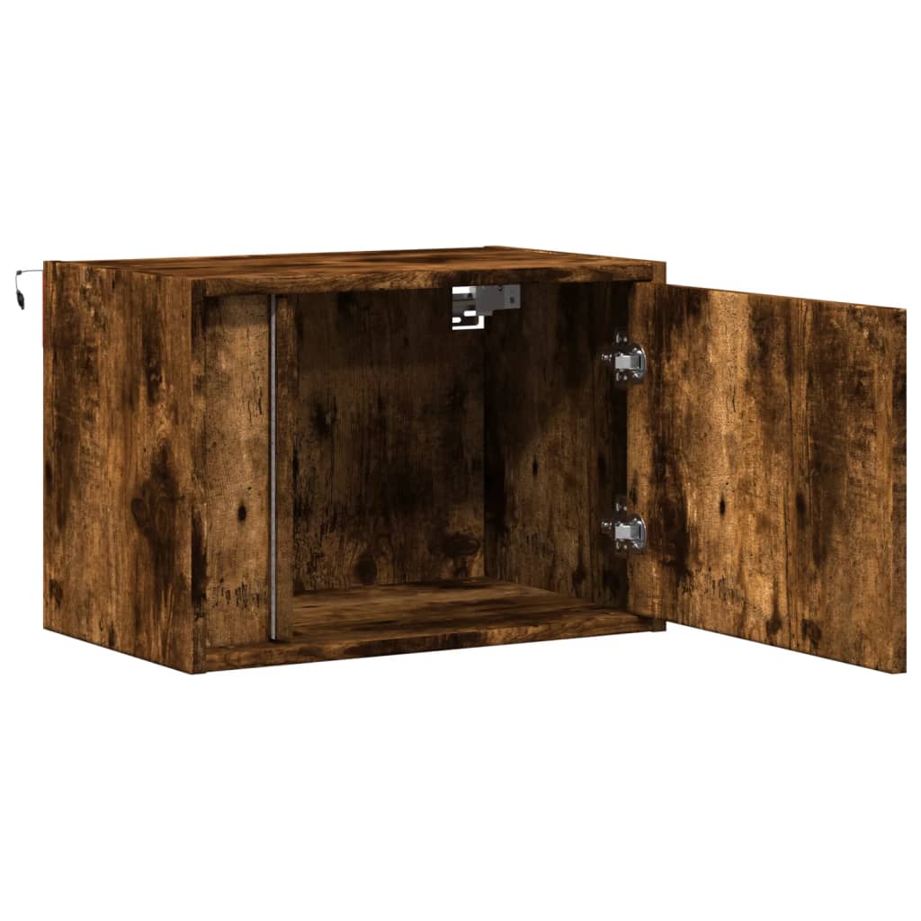 Wall-mounted bedside tables with LED lights 2 pcs. Smoked oak