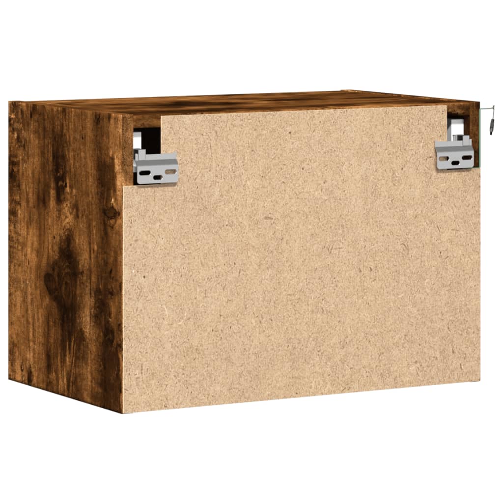 Wall-mounted bedside tables with LED lights 2 pcs. Smoked oak