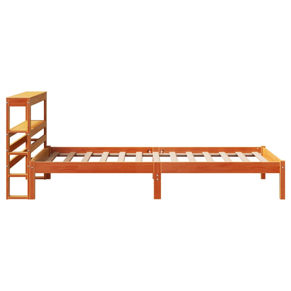 Bed frame with headboard without mattress wax brown 75x190 cm