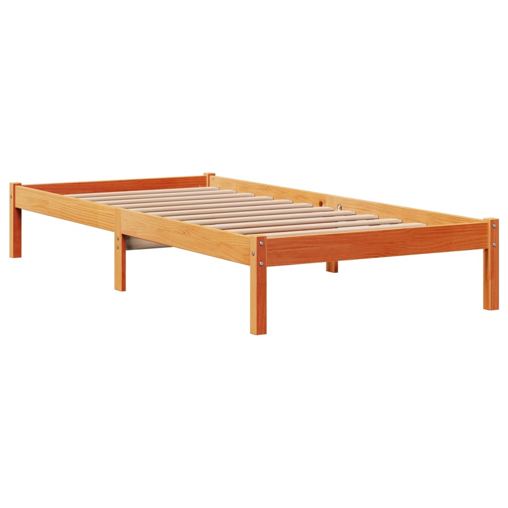Bed frame with headboard without mattress wax brown 75x190 cm