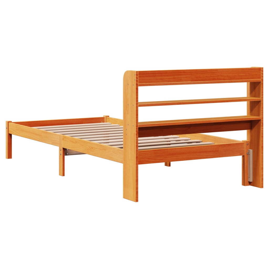 Bettgestell mit Kopfteil ohne Matratze Wachsbraun 100x200 cm