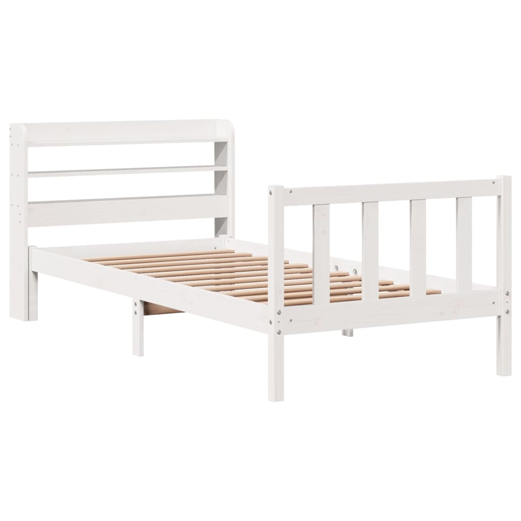 Massivholzbett ohne Matratze Weiß 75x190 cm Kiefernholz
