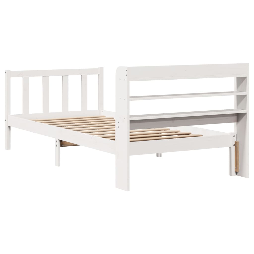Massivholzbett ohne Matratze Weiß 75x190 cm Kiefernholz