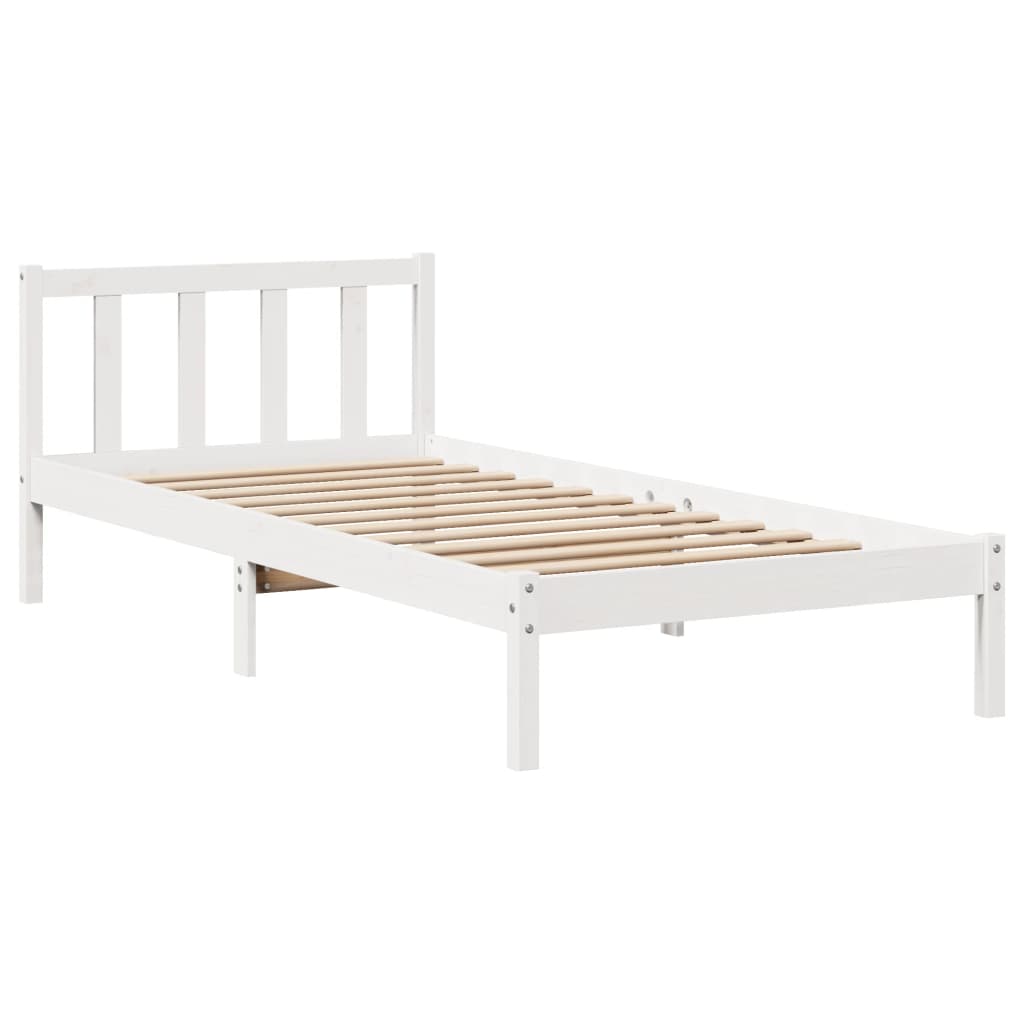Massivholzbett ohne Matratze Weiß 75x190 cm Kiefernholz