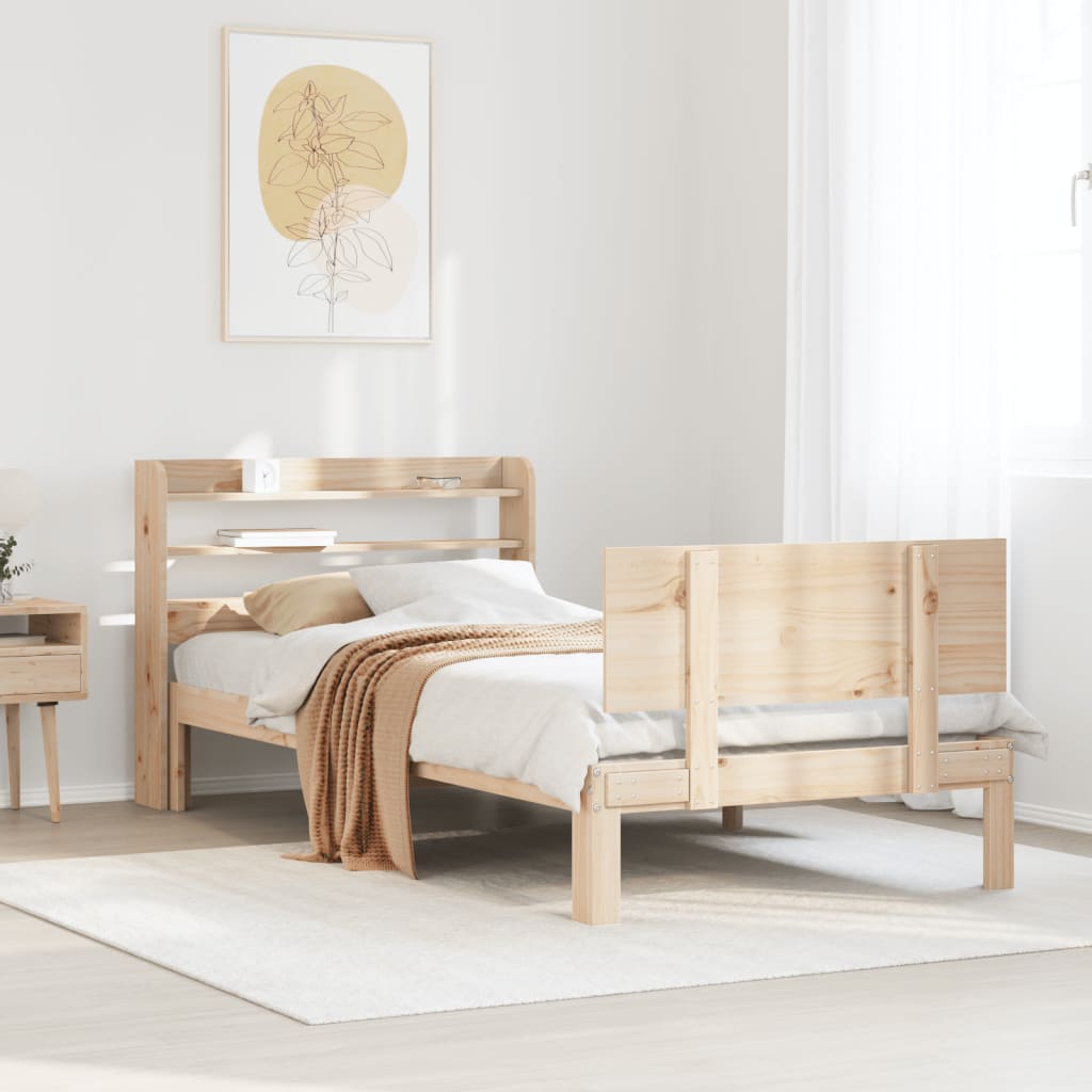 Bettgestell mit Kopfteil ohne Matratze 75x190 cm